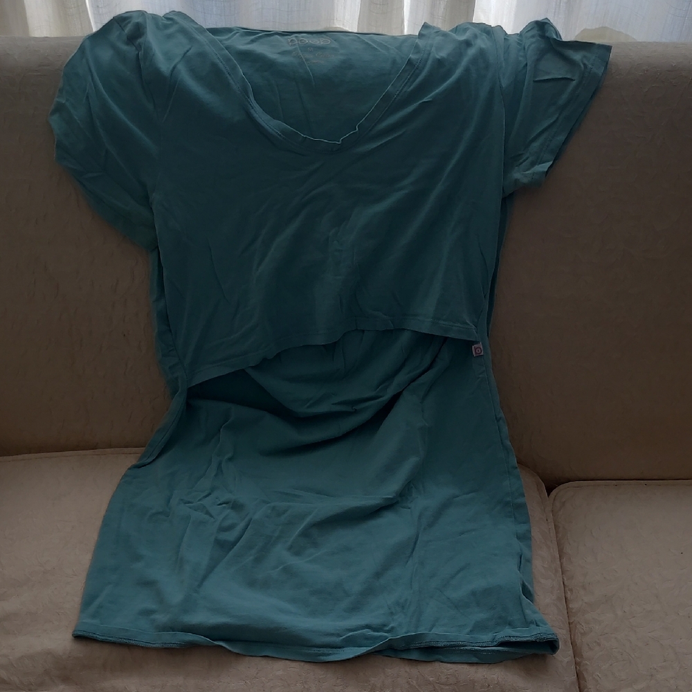 Boob Design Green Asymmetrical Cap Sleeve Tee